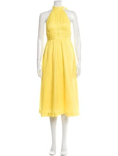 Pre-owned Zimmermann Linen Midi Length Dress In Yellow