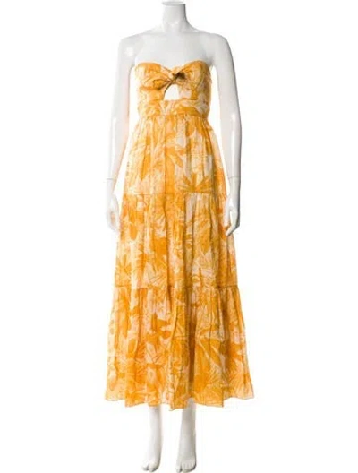 Pre-owned Zimmermann Linen Midi Length Dress In Yellow