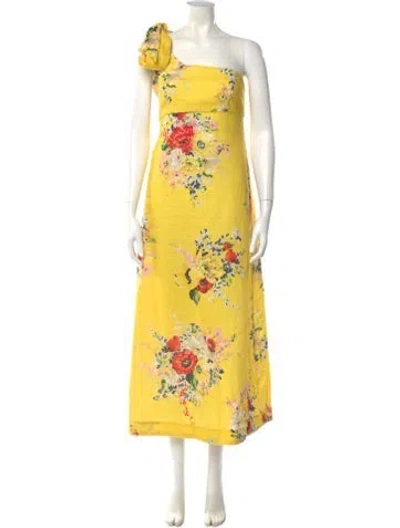 Pre-owned Zimmermann Linen Midi Length Dress In Yellow