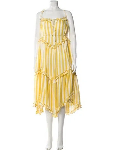 Pre-owned Zimmermann Linen Midi Length Dress In Yellow