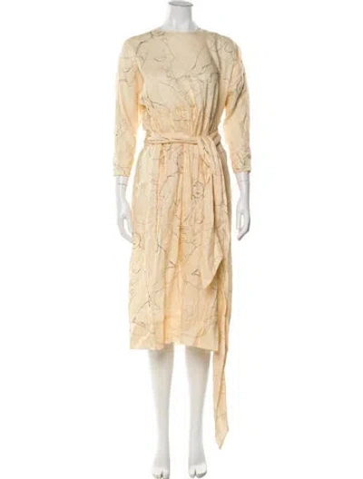 Pre-owned Zimmermann Linen Midi Length Dress In Yellow