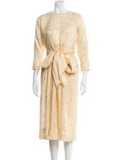 Pre-owned Zimmermann Linen Midi Length Dress In Yellow
