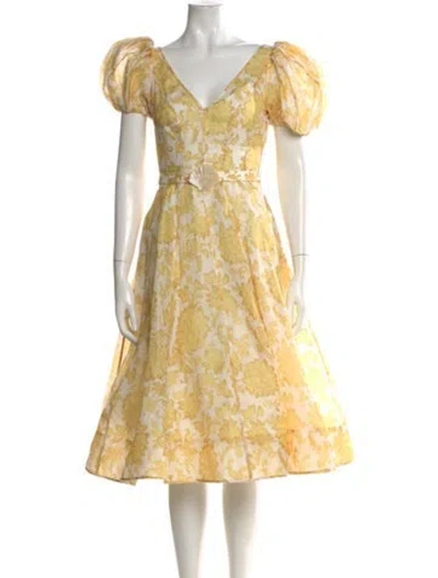 Pre-owned Zimmermann Linen Midi Length Dress In Yellow