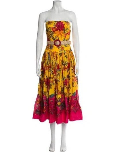 Pre-owned Zimmermann Linen Midi Length Dress In Yellow
