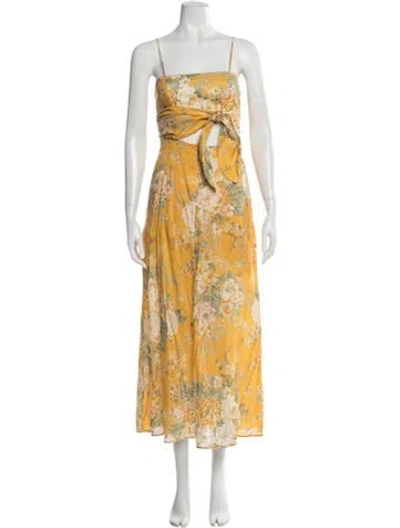 Pre-owned Zimmermann Linen Midi Length Dress In Yellow