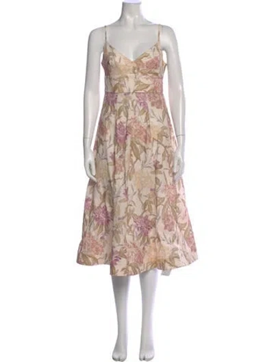 Pre-owned Zimmermann Linen Midi Length Dress In Yellow