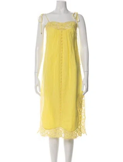 Pre-owned Zimmermann Linen Midi Length Dress In Yellow