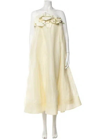 Pre-owned Zimmermann Linen Midi Length Dress In Yellow