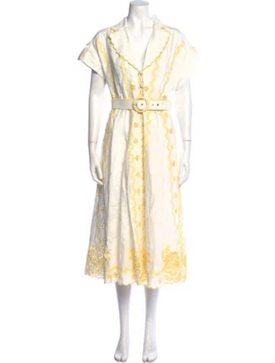 Pre-owned Zimmermann Linen Midi Length Dress In Yellow
