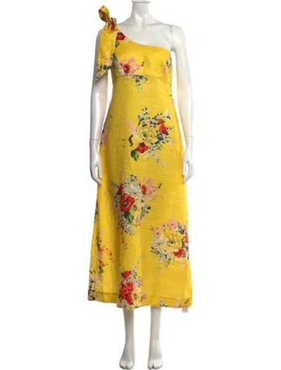 Pre-owned Zimmermann Linen Midi Length Dress In Yellow