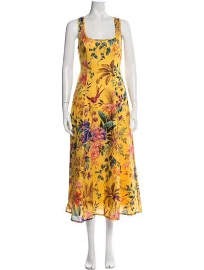 Pre-owned Zimmermann Linen Midi Length Dress In Yellow