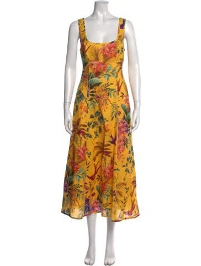 Pre-owned Zimmermann Linen Midi Length Dress In Yellow