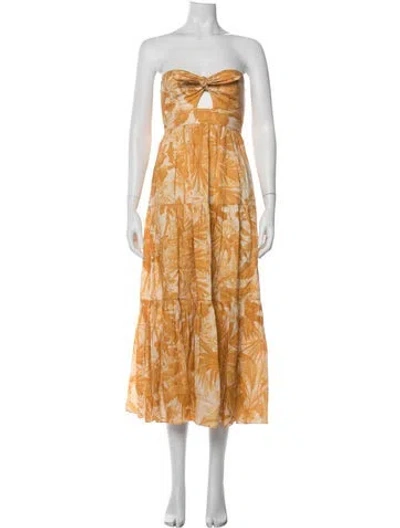 Pre-owned Zimmermann Linen Midi Length Dress In Yellow
