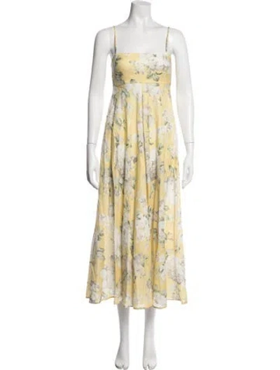 Pre-owned Zimmermann Linen Midi Length Dress In Yellow