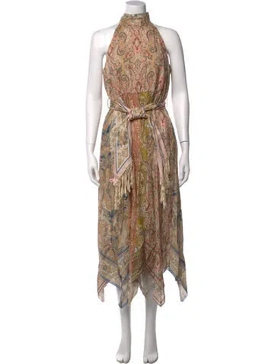 Pre-owned Zimmermann Linen Midi Length Dress In Yellow