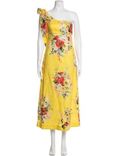Pre-owned Zimmermann Linen Midi Length Dress In Yellow