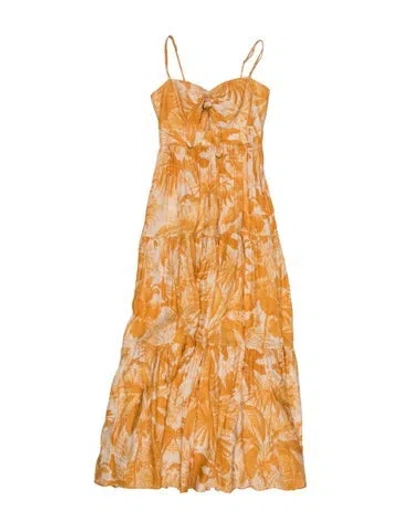 Pre-owned Zimmermann Linen Midi Length Dress In Yellow