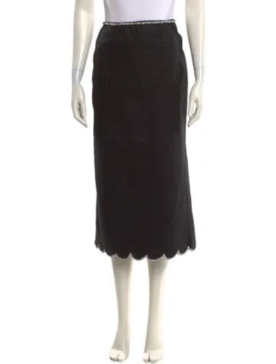 Pre-owned Zimmermann Linen Midi Length Skirt In Black