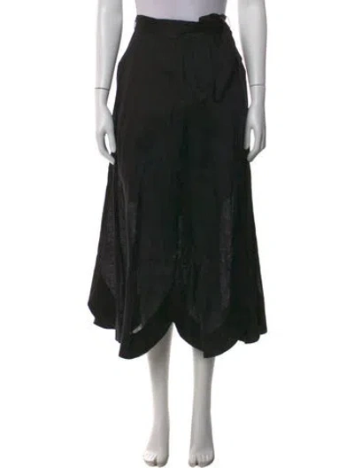 Pre-owned Zimmermann Linen Midi Length Skirt In Black