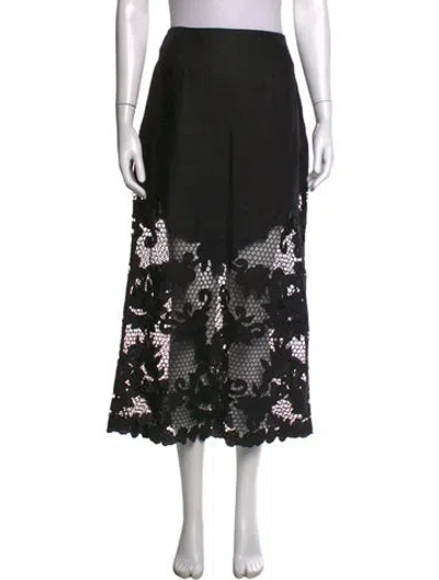 Pre-owned Zimmermann Linen Midi Length Skirt In Black