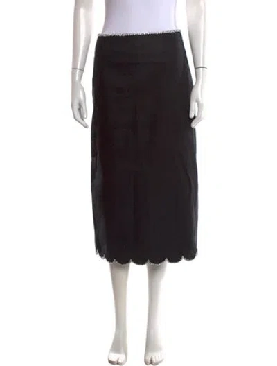 Pre-owned Zimmermann Linen Midi Length Skirt In Black
