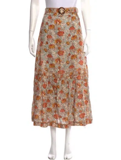 Pre-owned Zimmermann Linen Midi Length Skirt In Blue