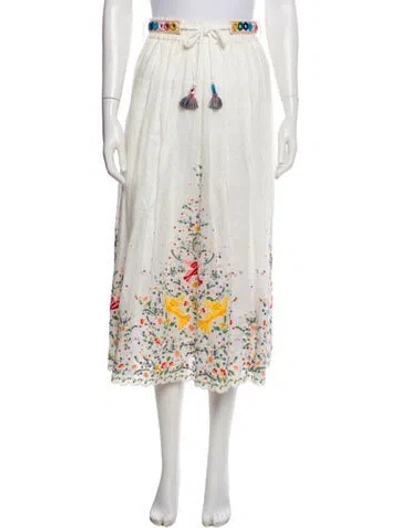 Pre-owned Zimmermann Linen Midi Length Skirt In Blue