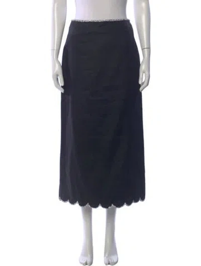 Pre-owned Zimmermann Linen Midi Length Skirt In Blue