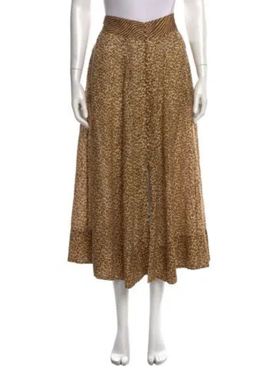 Pre-owned Zimmermann Linen Midi Length Skirt In Brown