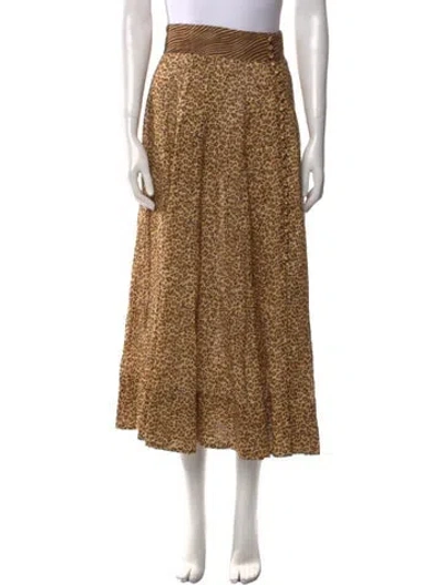 Pre-owned Zimmermann Linen Midi Length Skirt In Brown