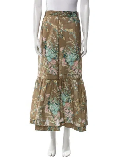 Pre-owned Zimmermann Linen Midi Length Skirt In Brown