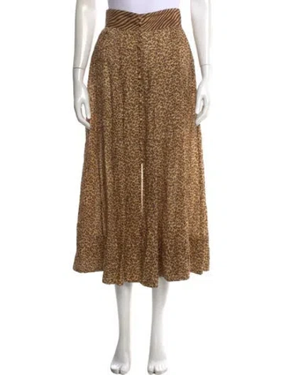 Pre-owned Zimmermann Linen Midi Length Skirt In Brown