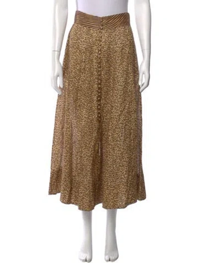 Pre-owned Zimmermann Linen Midi Length Skirt In Brown