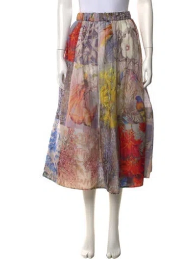Pre-owned Zimmermann Linen Midi Length Skirt In Grey