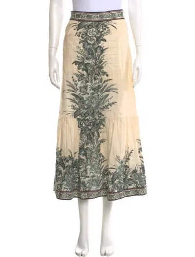 Pre-owned Zimmermann Linen Midi Length Skirt In Multi