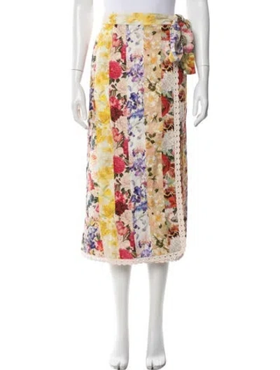 Pre-owned Zimmermann Linen Midi Length Skirt In Multi