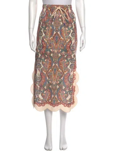 Pre-owned Zimmermann Linen Midi Length Skirt In Neutral