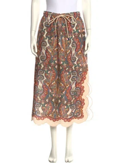 Pre-owned Zimmermann Linen Midi Length Skirt In Neutral