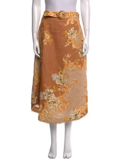 Pre-owned Zimmermann Linen Midi Length Skirt In Neutral