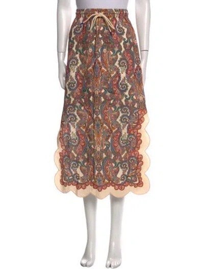 Pre-owned Zimmermann Linen Midi Length Skirt In Neutral