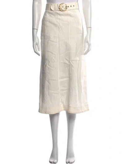 Pre-owned Zimmermann Linen Midi Length Skirt In Neutral
