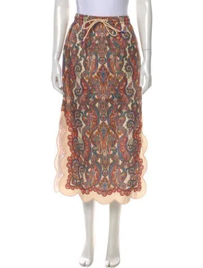 Pre-owned Zimmermann Linen Midi Length Skirt In Neutral