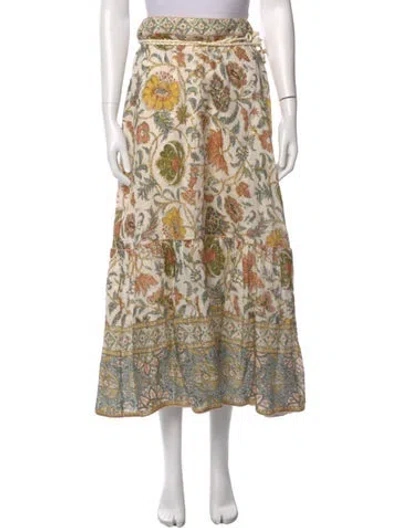 Pre-owned Zimmermann Linen Midi Length Skirt In Neutral