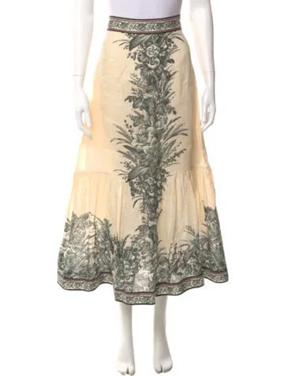 Pre-owned Zimmermann Linen Midi Length Skirt In Neutral