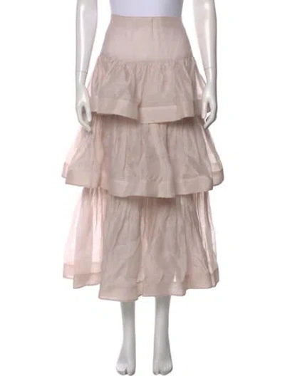 Pre-owned Zimmermann Linen Midi Length Skirt In Neutral