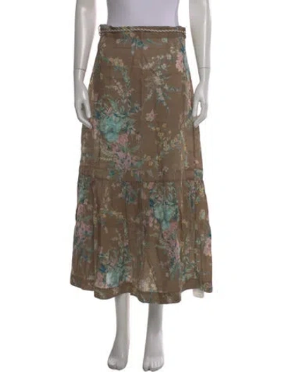 Pre-owned Zimmermann Linen Midi Length Skirt In Neutral