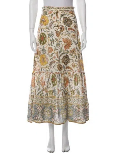 Pre-owned Zimmermann Linen Midi Length Skirt In Neutral