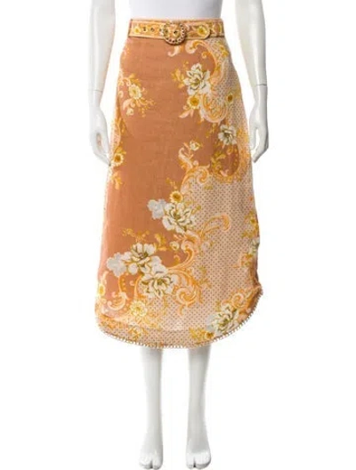 Pre-owned Zimmermann Linen Midi Length Skirt In Neutral