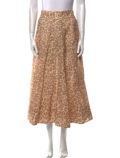 Pre-owned Zimmermann Linen Midi Length Skirt In Neutral