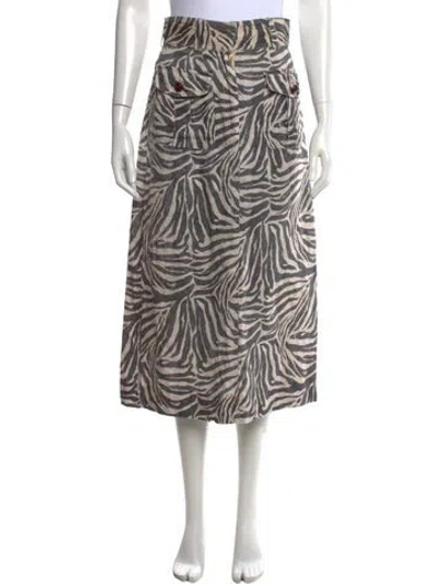 Pre-owned Zimmermann Linen Midi Length Skirt In Neutral